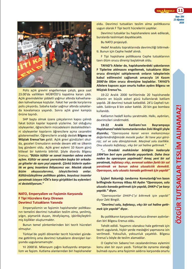 TavirYeni2003's tweet photo. TAVIR:
Halk Okulu Dergisi'nin 354. Sayı Yayınlandı

BİLGESU ERENUS'U TARİHİN ONURLU AYDINLARI KÖŞESİNDE YAŞATACAĞIZ

VE HER AYDIN-SANATÇI
Bilgesu Erenus'dan Onurlu Bir Aydın Olmanın
Zorunluluğunu Öğrenmelidir.. https://t.co/7yVqFqscy7