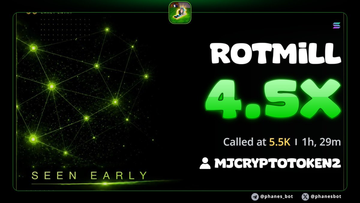 Mjcryptotoken2's tweet photo. $ROTMILL 4.5X. Still chasing after the candle? Called at 5.5K. I’d rather catch what makes a Solana memecoin interesting before CT starts paying attention.

ENLMurQqSLKK4bRJeW9uFu3EoGxXFM1NHdqPCMUTpump https://t.co/LqkUt8SO59