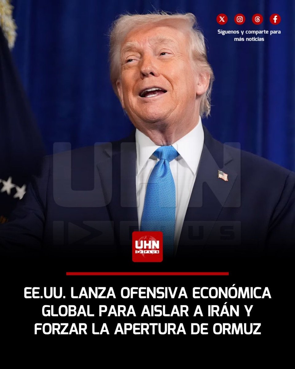 UHN_Plus's tweet photo. 🇺🇸🇮🇷‼️ | Por instrucción de Donald Trump, la Secretaría del Tesoro anunciará hoy un paquete inédito de medidas económicas y financieras para aislar a Irán y forzar la apertura del estrecho de Ormuz. https://t.co/Mz7UFRKnj1