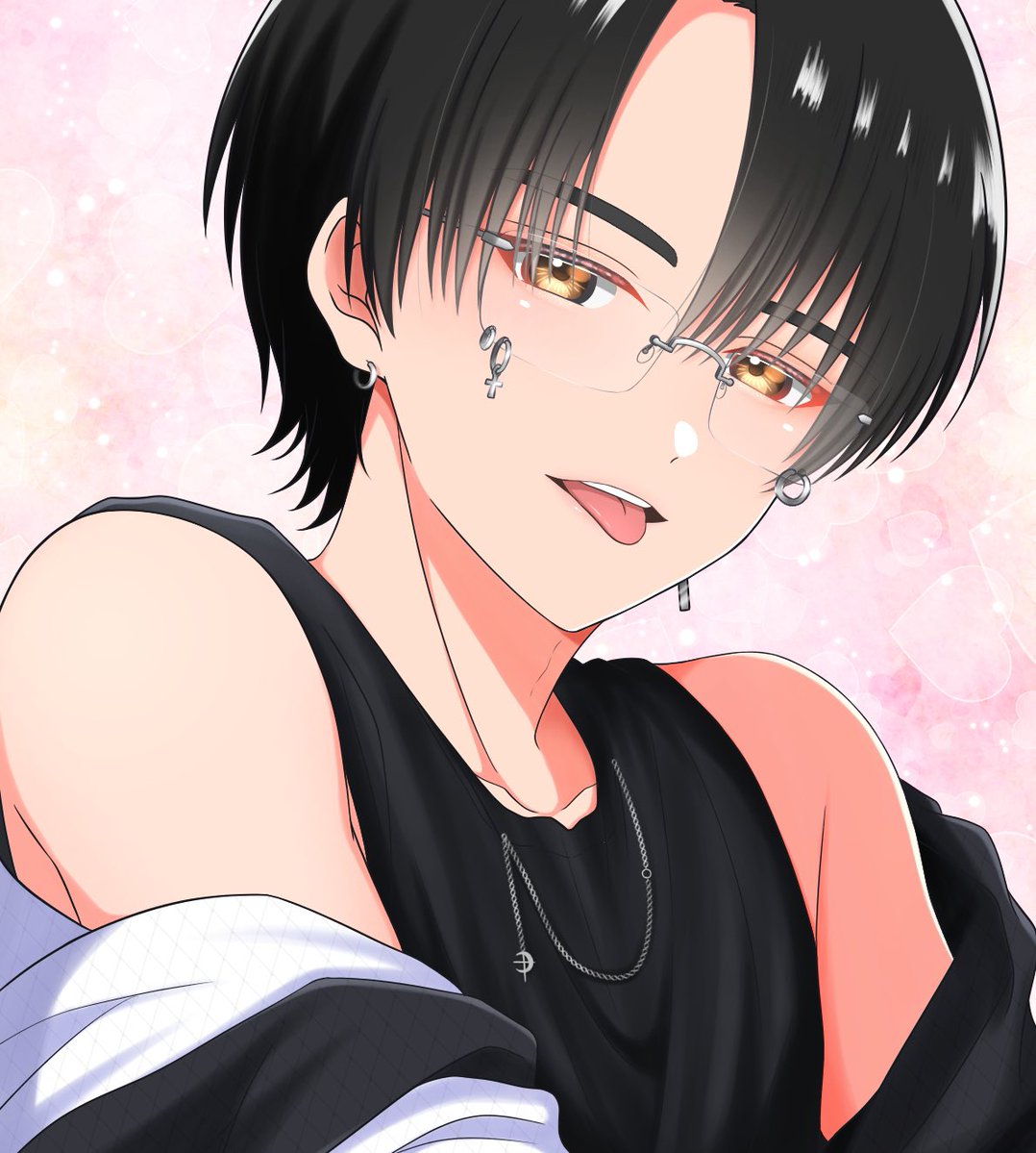 sp_tsubaki's tweet photo. 黒髪×リムレスメガネ×舌ペロ×ノースリーブのセクシーセットジェルくん

#すとぷり10周年ライブ #ジェルぎゃらりー https://t.co/44KAF2wDVk