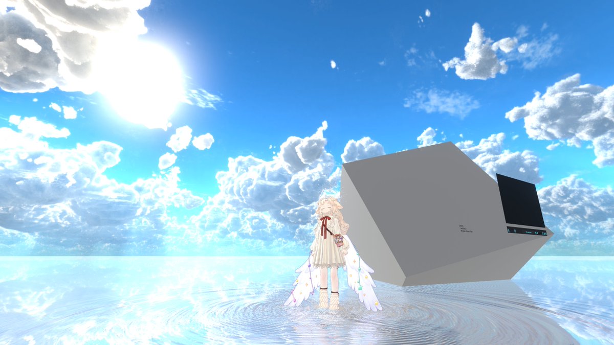 tetra_moon's tweet photo. ワールド　ウユニティ塩湖 （Uyunity Salt Lake）
作者様　　ngt5479

水鏡が綺麗なシンプルな塩湖のチルワールド
空と塩湖と謎の白いキューブだけがある場所でゆっくりできる

ワールド名は実在するウユニ塩湖とunityを合わせた造語かな？
今は動画プレイヤーの不具合か何かで本来の動画は流れなさそう
URLを入力すれば動画を流せるから、自分が好きな動画を流そう
綺麗な空や水鏡を眺めてリラックスするのも良いし、歩くと波紋が残るので、波紋で遊ぶのも良いね
#VRChat_world紹介 #VRChat