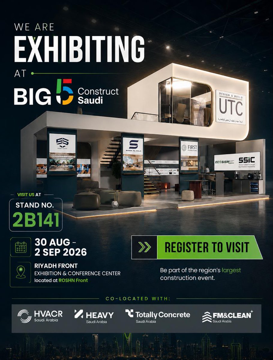 utc_designbuild's tweet photo. 🏗️ WE’RE EXHIBITING AT THE BIG 5 CONSTRUCT SAUDI 2026! 🇸🇦
🔗https://t.co/inkXf8zVHX
#BIG5SAUDI https://t.co/5mNc3sAaxQ