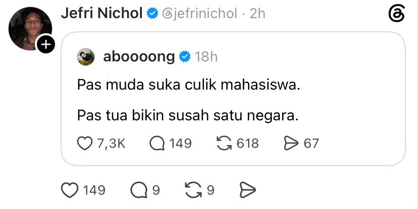 LambeSahamjja's tweet photo. repostan jefri nichol di thread https://t.co/qIEsmQ9L5u