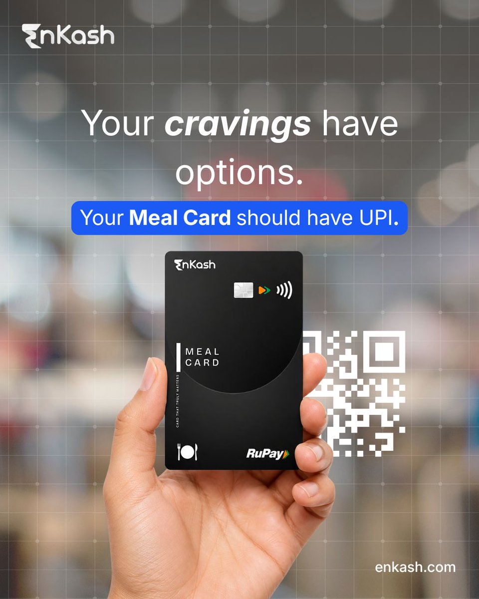 EnKashBusiness's tweet photo. Your cravings donโt stick to one place. Why should your Meal Card?
From coffee runs and crispy dosas to midnight dessert deliveries, your favourite food moments can now meet the convenience of UPI.
Explore Meal Card: https://t.co/btteT13bs1
#mealcard #enkash #upipayments https://t.co/7tqakxn7lc