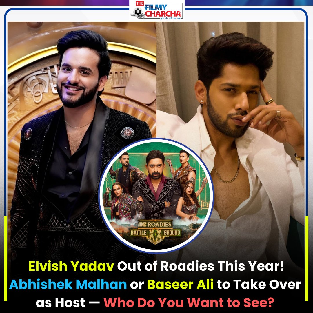 thefilmycharcha's tweet photo. Elvish Yadav won’t be seen on Roadies this year!  Now, all eyes are on Abhishek Malhan and Baseer Ali. Who do you want to see taking over as the host? Drop your choice in the comments! 👇

PC : IG/ Abhishek Malhan
IG/ Baseer ali
IG/ Mtv Roadies

#Roadies #ElvishYadav #AbhishekMalhan #BaseerAli #RealityShow

[Roadies, Elvish Yadav, Abhishek Malhan, Baseer Ali, Roadies Host, Reality Show]