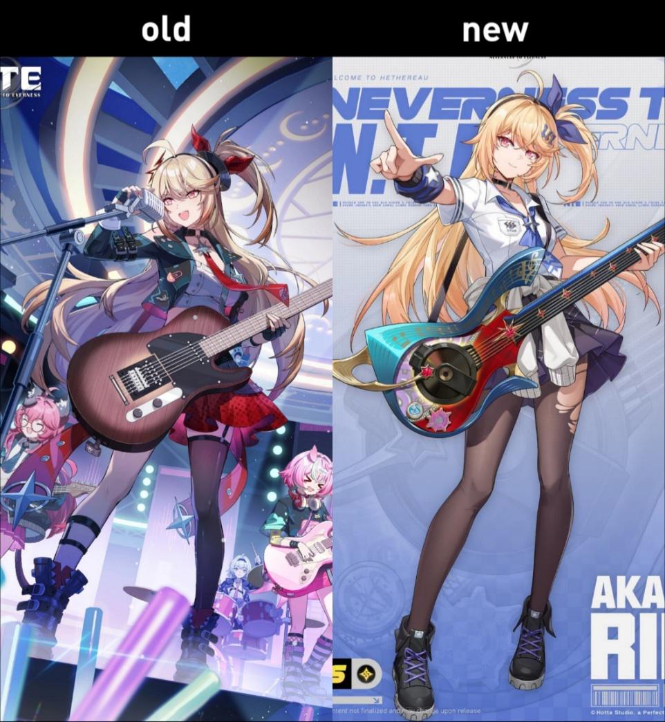 gamewikionline's tweet photo. 『NTE』でついに、
 明音凛の公式ビジュアルが公開！
海外コミュニティでは、

「最推しがついに来る！」
「ギターで戦うの楽しみすぎる！」

と歓喜の声が続出しています。
一方、以前のクエストとは
衣装が変わっていることにも注目が。

旧衣装が無料配布されるのか、
バンド衣装やパンツスタイルが
どう入手できるのかにも注目が集まっています。

クロバネと明音凛、
皆さんはどちらを優先しますか？

#NTE #NTECreator