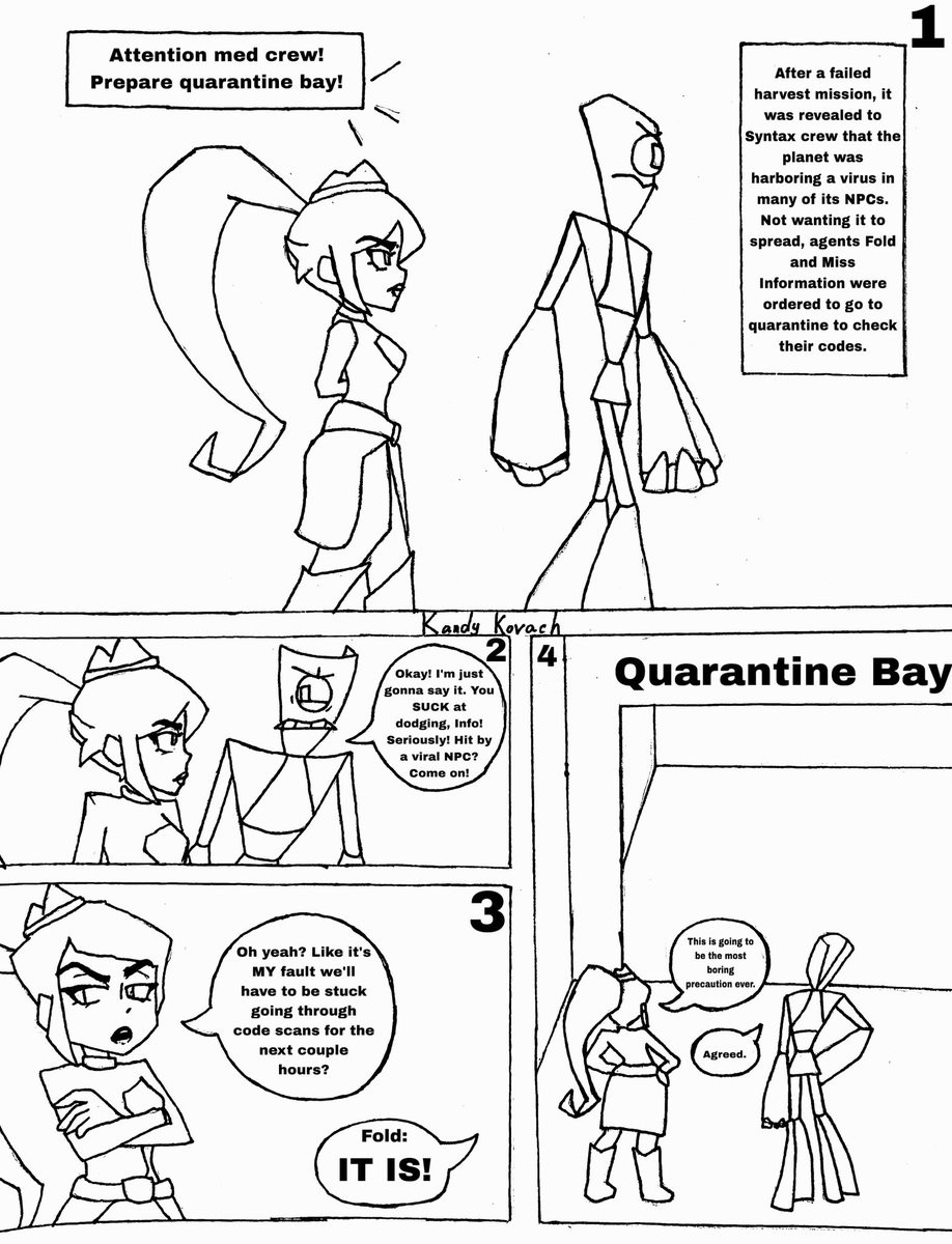 KandyK0vach's tweet photo. Soooo…
Making comic for Eric’s origin…
Here’s the first actual page before I post the cover and page 2 with this again 
Here’s page 1 chapter 1 of 
“Agent Mutation”
About the code mutation that turned into a syntax agent.
#Gameoverse #GameoverseOC #GameoverseAU https://t.co/pEJD6te8Mn