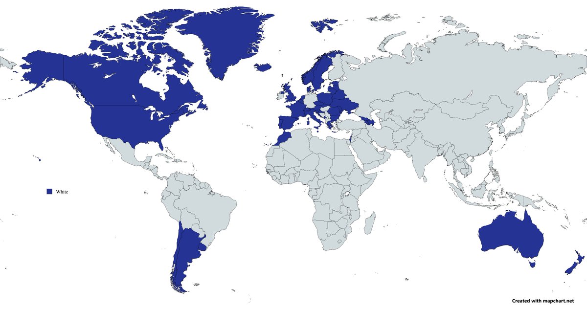 AREALLYBaldFox's tweet photo. Map of what countries i consider white https://t.co/LmS7Em4YK1