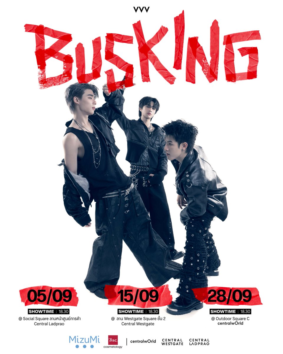 VVV_theofficial's tweet photo. VVV : Tornado BUSKING IS COMING TO TOWN 🌪️

1st Stop : Social Square ลานหน้าศูนย์การค้า, Central Ladprao 
🌪️ 05 SEPTEMBER 2026 (SHOWTIME : 18.30)

2nd Stop : ลาน Westgate Square, Central Westgate 
🌪️ 15 SEPTEMBER 2026 (SHOWTIME : 18.30) 

3rd Stop : Outdoor Square C, centralwOrld 
🌪️ 28 SEPTEMBER 2026 (SHOWTIME : 18.30) 

STAY TUNED FOR MORE DETAILS

#CentralLadprao
#CentralWestgate
#centralwOrld 
#VVV_TornadoBusking 
#VVV_TRIPLEV