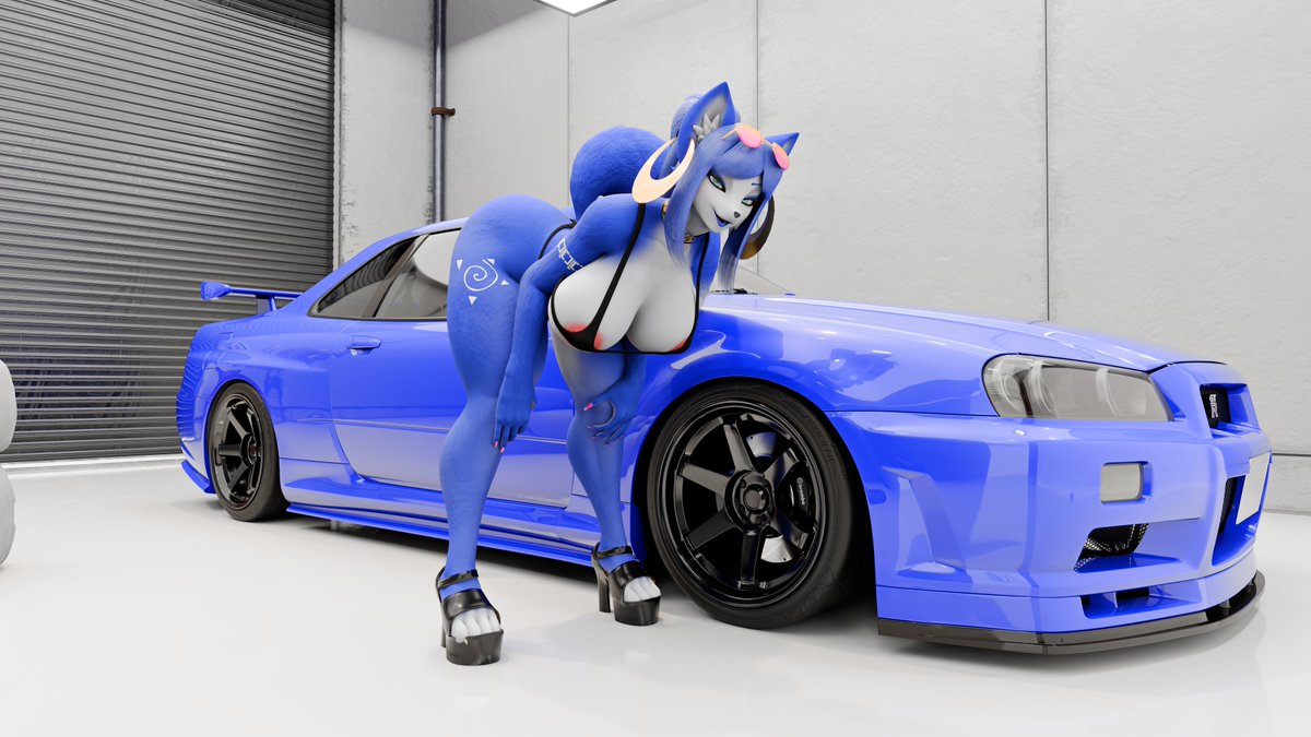 Topazatic's tweet photo. Everyone loves a GTR  and everyone loves Krystal ~ 

Krystal model : @DogZeela 

#furry #nsfw #3d #blender #krystal #starfox #car #gtr #fox https://t.co/XRdnHSW7ke