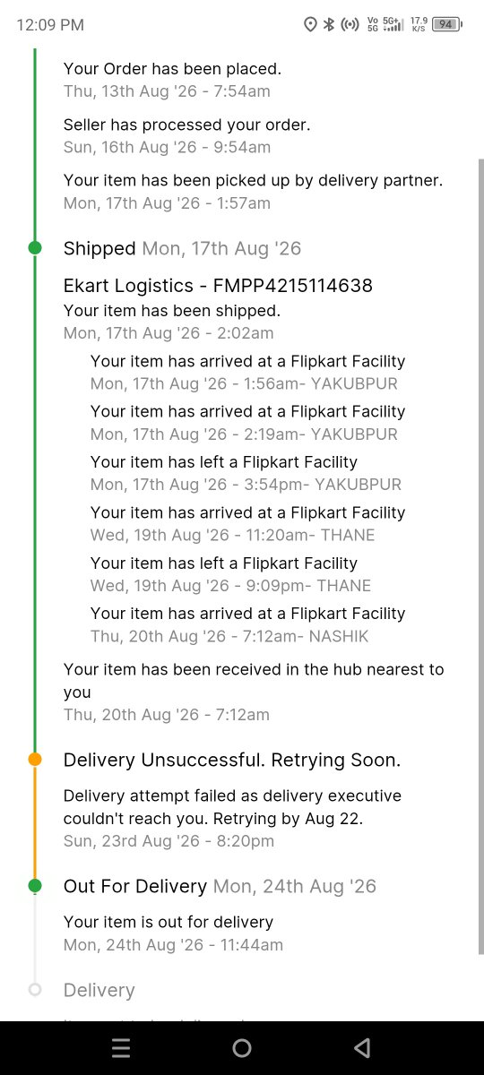 hiren222's tweet photo. @flipkartsupport @Flipkart ordered on 13Aug. Daily message comes that delivers is rescheduled. Dont take orders if u can't deliver. Ur delivery agent are making u fools. https://t.co/NIbHSmwzQx