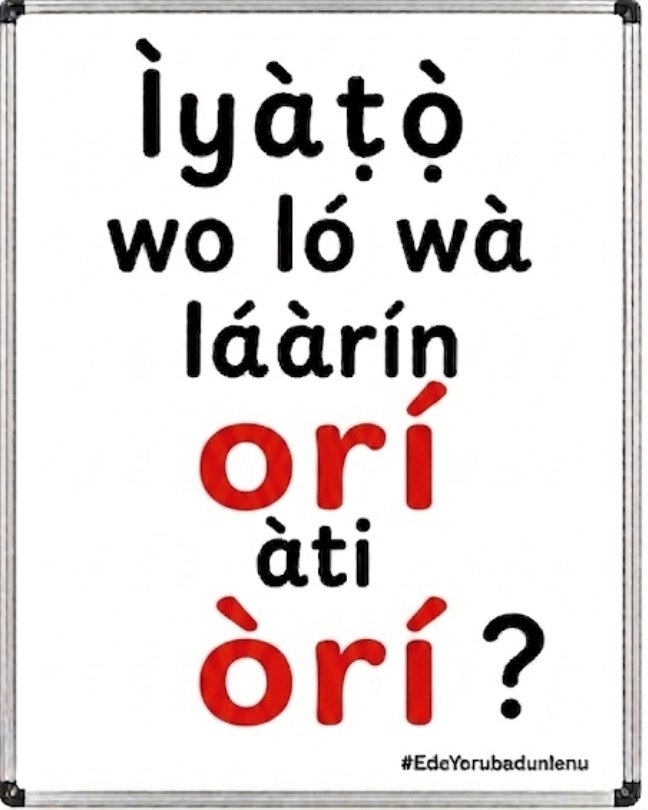 DunLenu's tweet photo. Ìyàtọ̀ wo ló wà láàrín àwọn Ọ̀RỌ̀ MÉJÌ tí a kọ pẹ̀lú Ọ̀DÀ PUPA inú àwòrán yìí?
Ẹ ṣàlàyé ìyàtọ̀ náà ránpẹ́ nínú àríwísí
#EdeYorubadunlenu #yorubalanguage #yoruba #yorubaclass #languagelearning #languageclass https://t.co/1bMAWWf77X