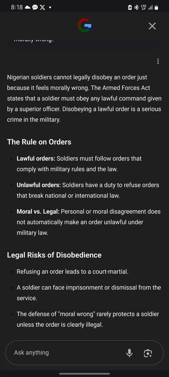 sapient_wisdom's tweet photo. @Don_TEE Not true sir.
Soldiers have the right to disobey orders that are unlawful like killing innocent civilians. https://t.co/XZdKD42NPe
