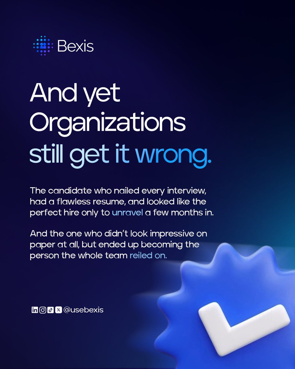 usebexis's tweet photo. What if hiring could see beyond the résumé?

That’s the question we’re building around at @usebexis🧠🚀

New week. More building. More updates.

#Bexis #HRTech #FutureOfWork https://t.co/MffYHZfuVd