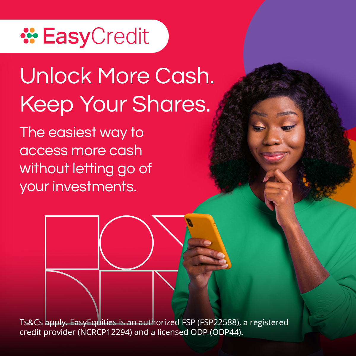 EasyEquities's tweet photo. ๐ NEED CASH?
With #EasyCredit, you can ๐ฎ๐ฐ๐ฐ๐ฒ๐๐ ๐ฐ๐ฎ๐๐ต ๐ฎ๐ด๐ฎ๐ถ๐ป๐๐ ๐๐ผ๐๐ฟ ๐ถ๐ป๐๐ฒ๐๐๐บ๐ฒ๐ป๐๐ ๐๐ถ๐๐ต๐ผ๐๐ ๐๐ฒ๐น๐น๐ถ๐ป๐ด ๐๐ต๐ฒ๐บ.
So instead of turning your long-term investments into cash every time life happens, you can keep them invested while accessing the cash you need.
๐'๐ด ๐ข๐ฏ๐ฅ ๐'๐ด ๐๐ฑ๐ฑ๐ญ๐บ. ๐๐ข๐ด๐บ๐๐ฒ๐ถ๐ช๐ต๐ช๐ฆ๐ด ๐ช๐ด ๐ข๐ฏ ๐ข๐ถ๐ต๐ฉ๐ฐ๐ณ๐ช๐ป๐ฆ๐ฅ ๐๐๐(๐๐22588) ๐ข๐ฏ๐ฅ ๐ข ๐ณ๐ฆ๐จ๐ช๐ด๐ต๐ฆ๐ณ๐ฆ๐ฅ ๐ค๐ณ๐ฆ๐ฅ๐ช๐ต ๐ฑ๐ณ๐ฐ๐ท๐ช๐ฅ๐ฆ๐ณ (๐๐๐๐๐12294) ๐ช๐ฏ ๐ต๐ฆ๐ณ๐ฎ๐ด ๐ฐ๐ง ๐๐ข๐ต๐ช๐ฐ๐ฏ๐ข๐ญ ๐๐ณ๐ฆ๐ฅ๐ช๐ต ๐๐ค๐ต, 2005.
https://t.co/MtDNuQ7Fdy | #EasyEquities