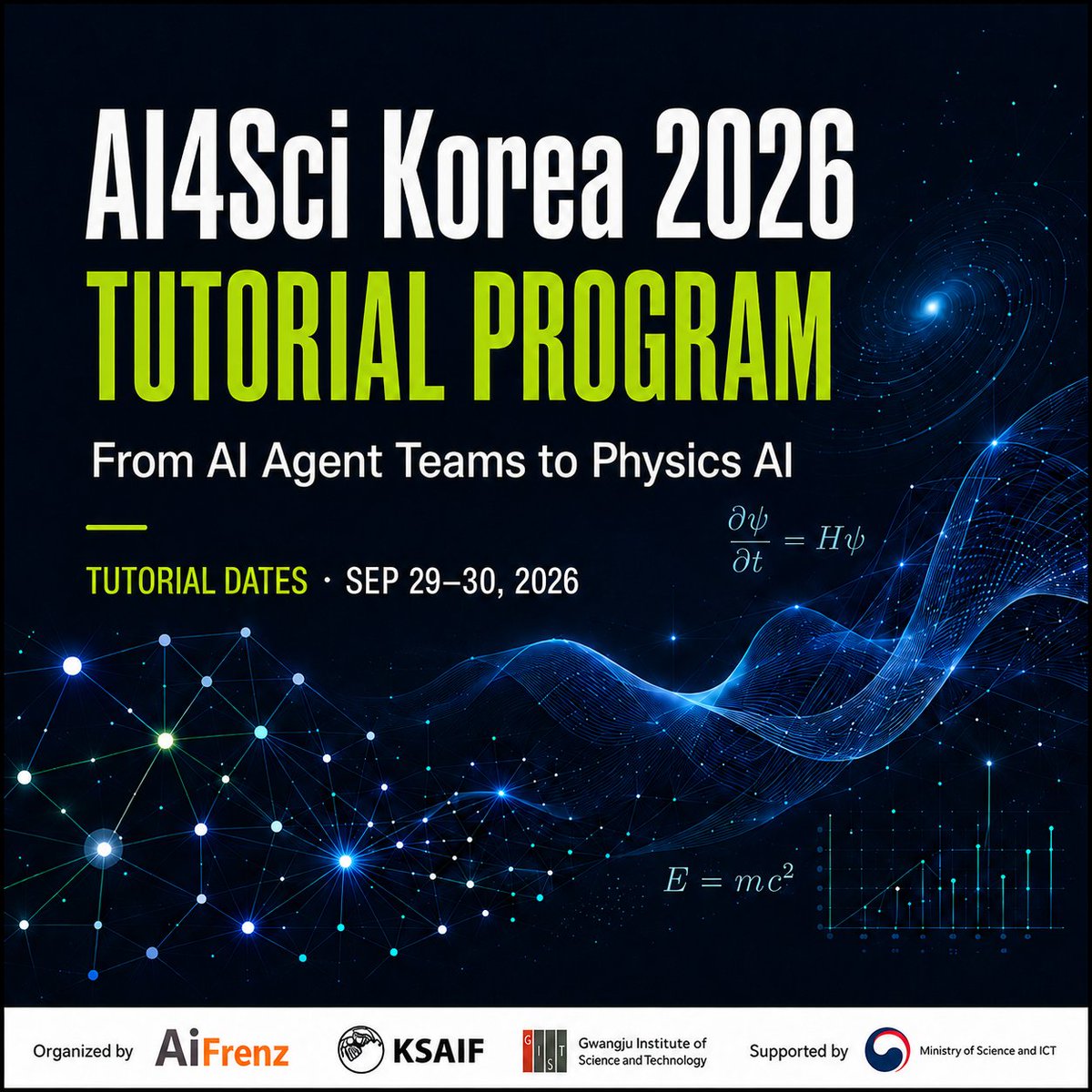 aifrenzx's tweet photo. AI4Sci Korea 2026 hands-on tutorials:

Sep 29: Harness Engineering
Sep 30: NVIDIA PhysicsNeMo
Registered attendees only. Day-of admission is first-come, first-served. 
Bring a laptop.
https://t.co/5UKziSHqGR #AI4SciKorea2026 https://t.co/4D9pGDUAbc