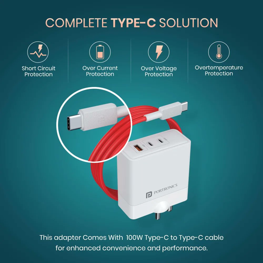amzng_deals's tweet photo. Most "100W" chargers make you buy the pricey 100W cable separately. Not this one — the Adapto 100 puts the full-speed Type-C cable right in the box, so you get true fast charging out of the gate. Two USB-C PD + USB-A, GaN-efficient. 4.2★, Top Brand. Deal's live — grab it.
