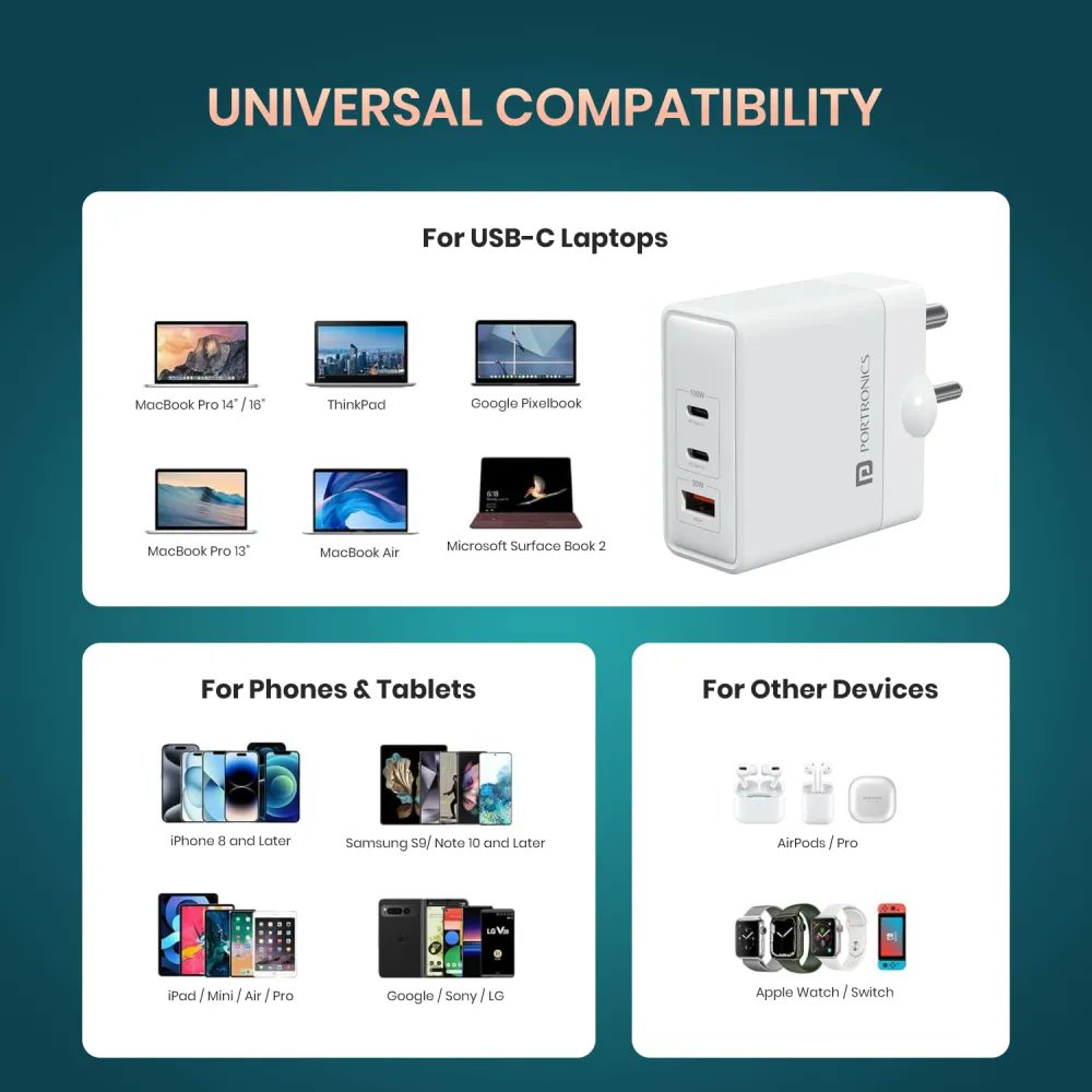 amzng_deals's tweet photo. Most "100W" chargers make you buy the pricey 100W cable separately. Not this one — the Adapto 100 puts the full-speed Type-C cable right in the box, so you get true fast charging out of the gate. Two USB-C PD + USB-A, GaN-efficient. 4.2★, Top Brand. Deal's live — grab it.