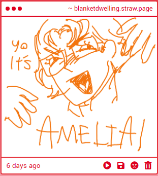blanketdwelling's tweet photo. anon... anon i am so sorry... amelia slipped through the net and escaped from me posting her... she saw she was in between easterman and clyde in my ask box and ran the other way... I LOVES HER SO MUCH THOUGH THANK YOU!! <333 https://t.co/ek9Ymw4mi5