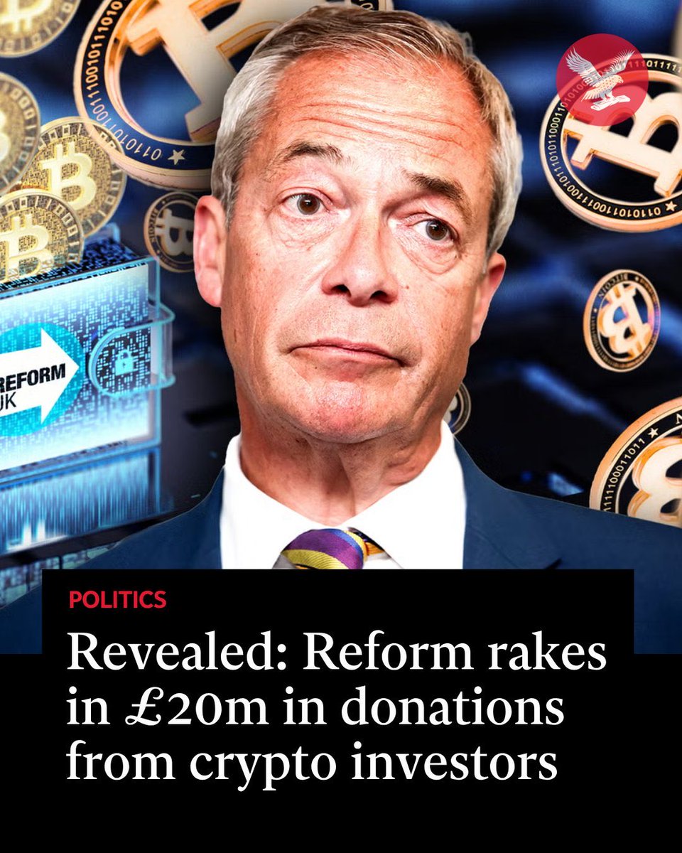CockertonMark's tweet photo. I’m sure it’s nothing to worry about. 
A Thai-based Crypto billionaire will only be stuffing Farage’s pockets with £millions and funding Reform Ltd because he wants the best for ordinary British people. Not because he wants favourable cryptocurrency legislation.
Said no-one ever. https://t.co/oYnRv0fXOR