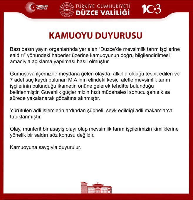 AdemKaracobann's tweet photo. Düzce’de Kürt işçileri bıçakla tehdit eden şahıs tutuklandı https://t.co/CF4kHjGn4W