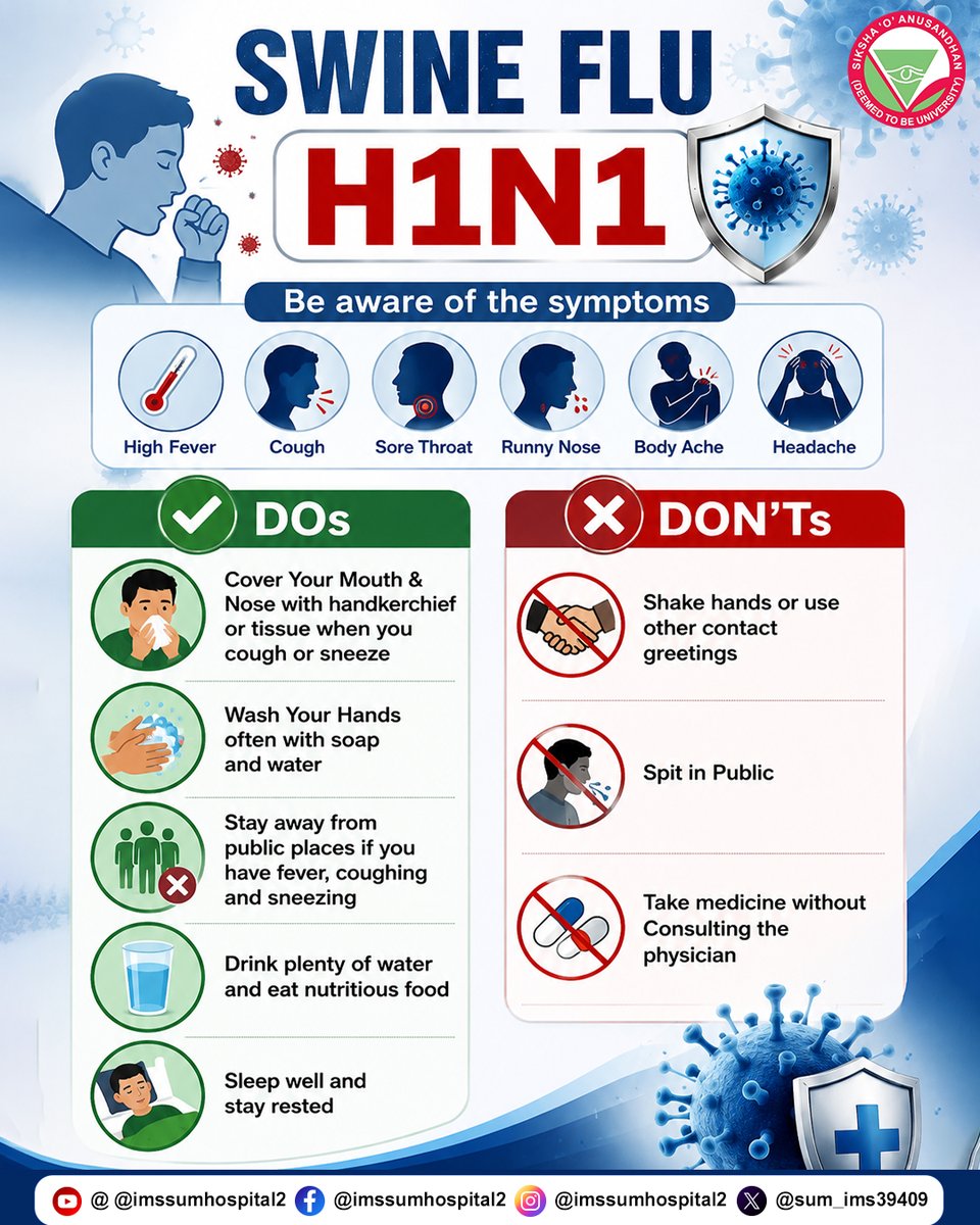 sum_ims39409's tweet photo. Swine flu is a contagious respiratory disease caused by the H1N1 influenza virus strain. It spreads through respiratory droplets from coughing or sneezing.
#swainflu #h1n1 #imsandsumhospital2 #soauniversity https://t.co/SG1BfvERgO