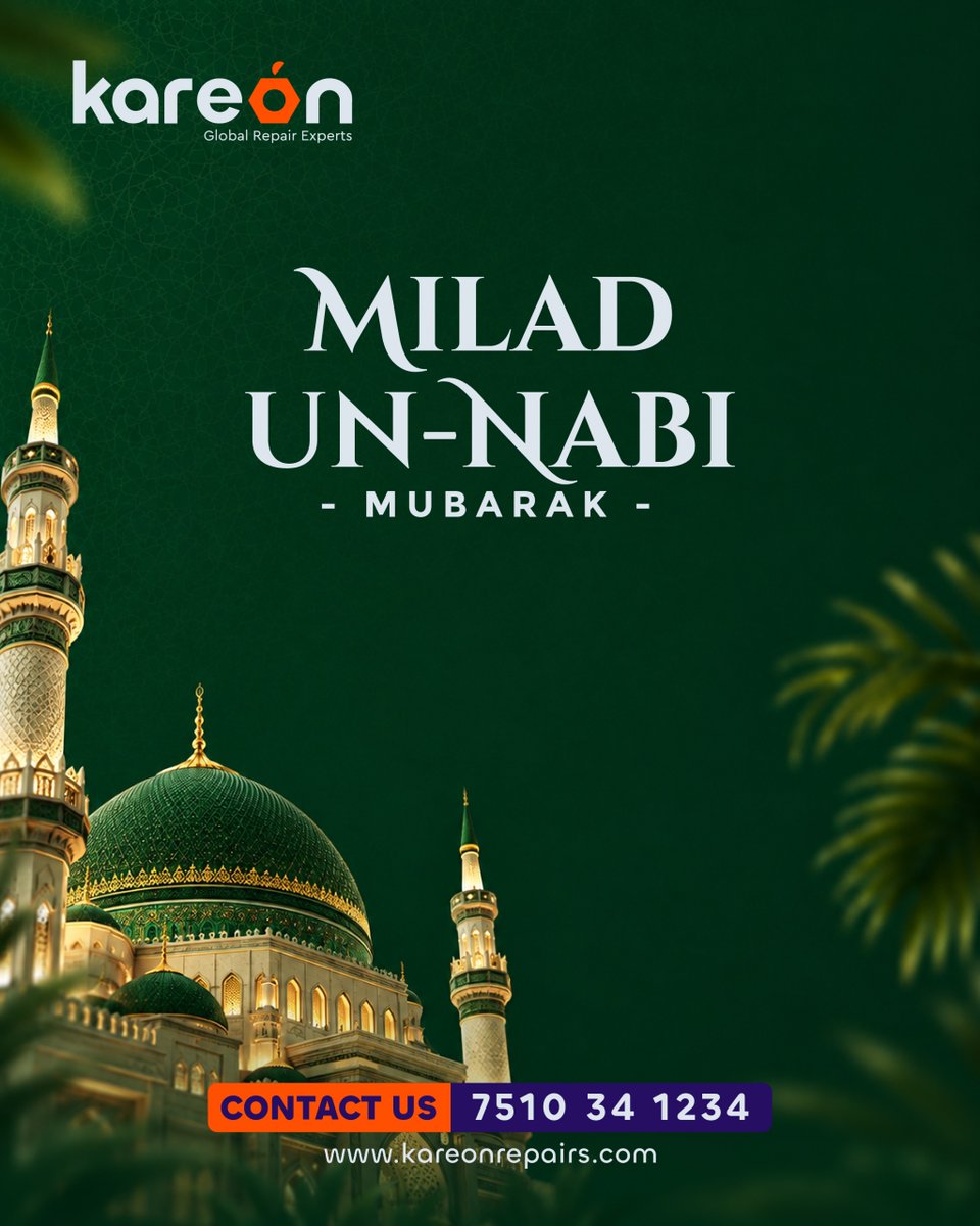 kareonrepairs's tweet photo. May the spirit of this sacred day bring endless harmony, love, and happiness to your heart.
Kareón wishes everyone a Blessed Nabi Dinam 🌙✨

#NabiDinam🌙 #Blessings #Nabidinam2026 #Peace #FaithAndJourney #BlessingsOfNabi #Madinah #ProphetMuhammad https://t.co/y25qsDpaZO
