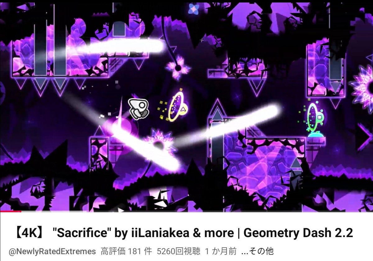 tabekesi74's tweet photo. ちなみにGeometry dashのHardest(人間がクリアした中で一番難しいランキング)38位はこれだよ https://t.co/GEPgD8cSTI
