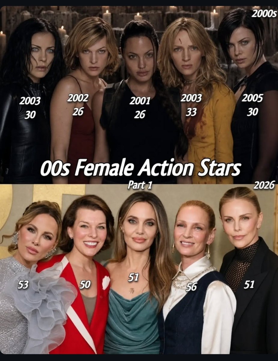 thetalkative00's tweet photo. 🔥 00s Female Action Stars — Part 1 🎬

They were absolute action icons in the 2000s. How many do you remember? 👀🔥

• Angelina Jolie — Lara Croft: Tomb Raider (2001)
• Milla Jovovich — Resident Evil (2002)
• Uma Thurman — Kill Bill: Vol. 1 (2003)
• Kate Beckinsale — Underworld (2003)
• Charlize Theron — Aeon Flux (2005)

Which one was your favorite? 👑🔥