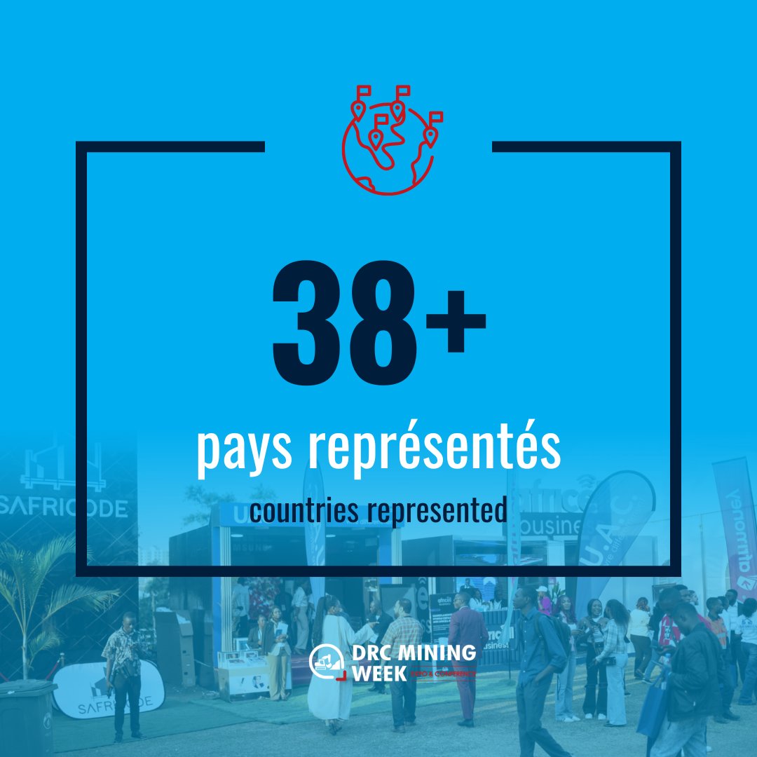 drcminingweek's tweet photo. 38+ countries represented at #DRCMiningWeek2026.

Delegates from around the world joined us in Lubumbashi, reflecting the growing global interest in the DRC's mining sector.

🌐 https://t.co/PIgKqcXizz

#DMW26 #MiningAfrica https://t.co/tI03Q2Cw9i