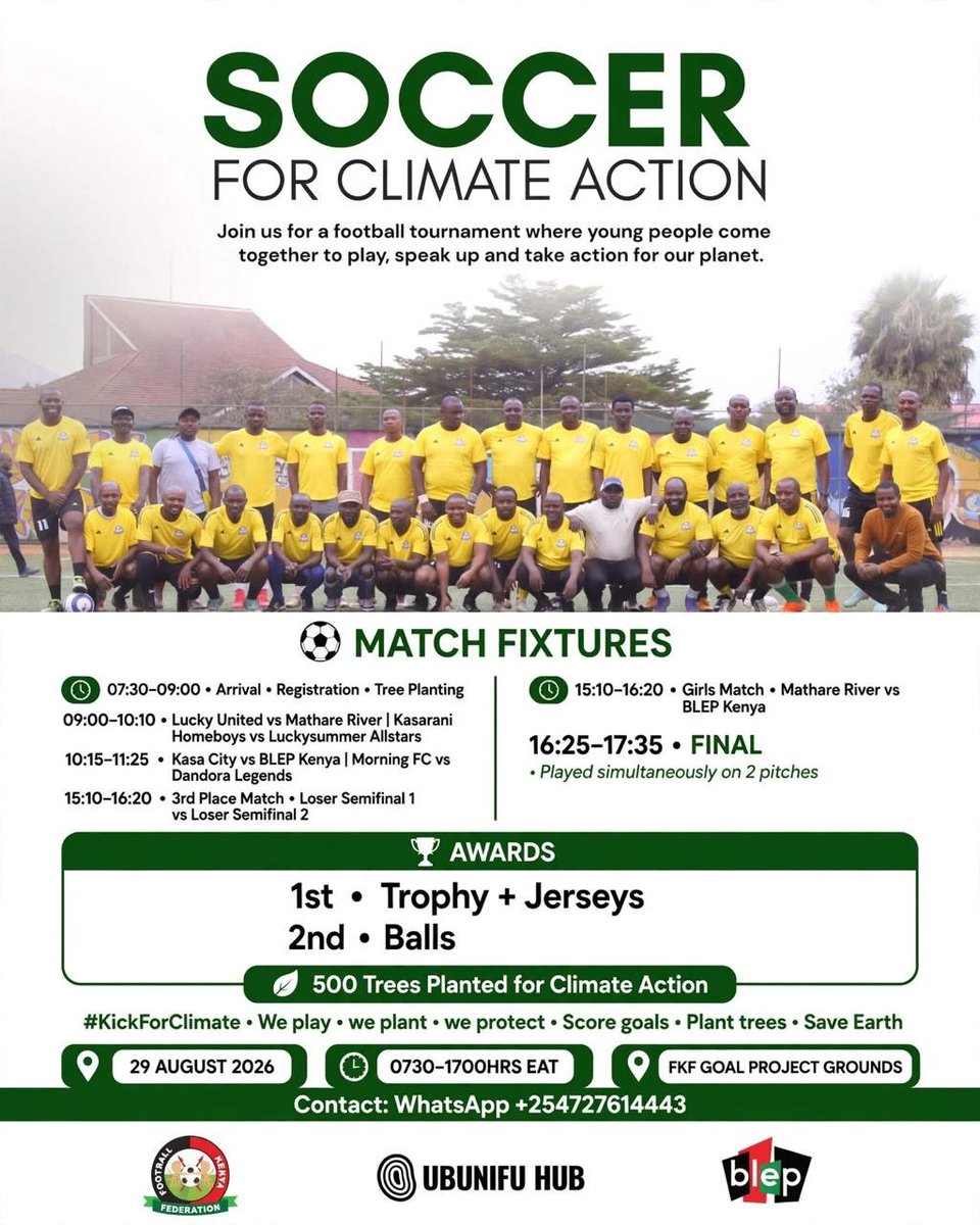 Blep_Kenya's tweet photo. We play.
We plant. 
We protect.
Scoring goals while saving the Earth.
#KickForClimate  @Ubunifu_Hub @Football_Kenya https://t.co/gLHZPvcjnu