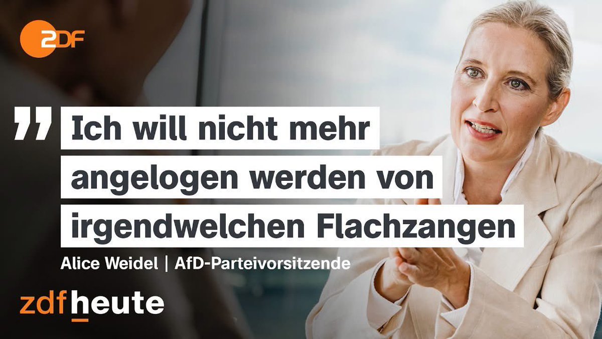 GeraldGrosz's tweet photo. Alice Weidel hat den Nagel auf den Kopf getroffen.
„Ich will nicht mehr angelogen werden von irgendwelchen Flachzangen.“
Richtig. In Deutschland regieren Flachzangen. Und das ist noch höflich ausgedrückt.
Friedrich Merz ist der Prototyp: Opportunist. Heuchler. Scheinkonservativer.
Im Wahlkampf rechts blinken, nach der Wahl links abbiegen.
Versprechen und das Gegenteil tun.
Macht und Posten statt Deutschland.
Es hat sich ausgemerzt.
Die Bürger haben die Nase voll.

AUSGEMERZT - Das Ende der Scheinkonservativen 
Jetzt vorbestellen:
•  Amazon: https://t.co/LEs6Xb9Wc3
•  Thalia: https://t.co/3L2Gyq3VXC
•  Hugendubel: https://t.co/vsiFsHvlAG
•  Morawa: https://t.co/zk7SVH4VMS