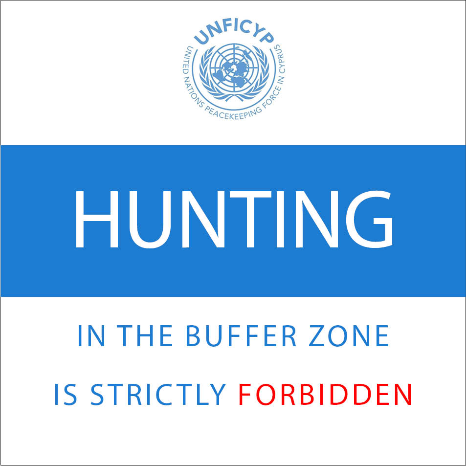 UN_CYPRUS's tweet photo. As hunting season begins in #Cyprus, #UNFICYP cautions people that hunting inside the @UN #bufferzone is strictly forbidden.

We urge hunters to refrain from any dangerous or irresponsible actions to ensure the safety of all civilians. #A4P #InvestInPeace https://t.co/RZC5HFITyW
