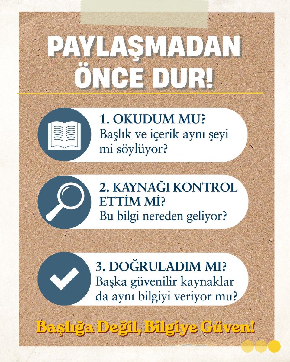 ktudmk's tweet photo. 📰 Bir haberi paylaşmadan önce gerçekten okuyor muyuz?

#DezenformasyonlaMücadeleKulübü #Dezenformasyon #MedyaOkuryazarlığı #DijitalOkuryazarlık #DoğruBilgi @iletisim @dmmiletisim https://t.co/VAhk6CWsSE