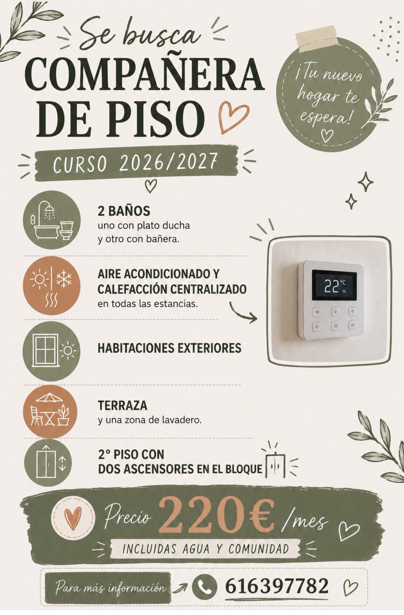 claaauu00's tweet photo. HABITACIÓN DISPONIBLE PARA EL CURSO 2026/2027 EN CÓRDOBA
#pisodeestudiantes #universidadcórdoba https://t.co/vC9YmXejNG