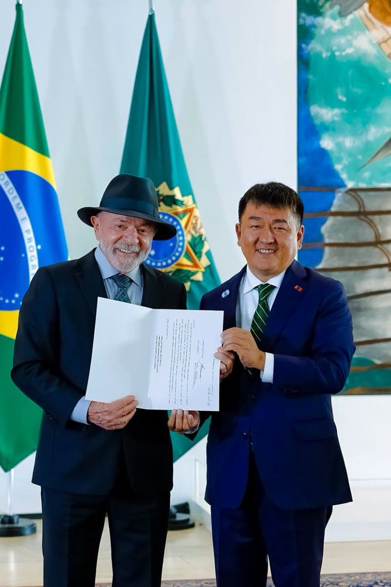 Mongoliapost's tweet photo. During the presentation ceremony, Ambassador Zoljargal conveyed the greetings of the President of Mongolia, Khurelsukh Ukhnaa. He expressed his commitment to putting every effort into expanding and developing bilateral relations and cooperation across all possible sectors https://t.co/zM5E5PrcEi