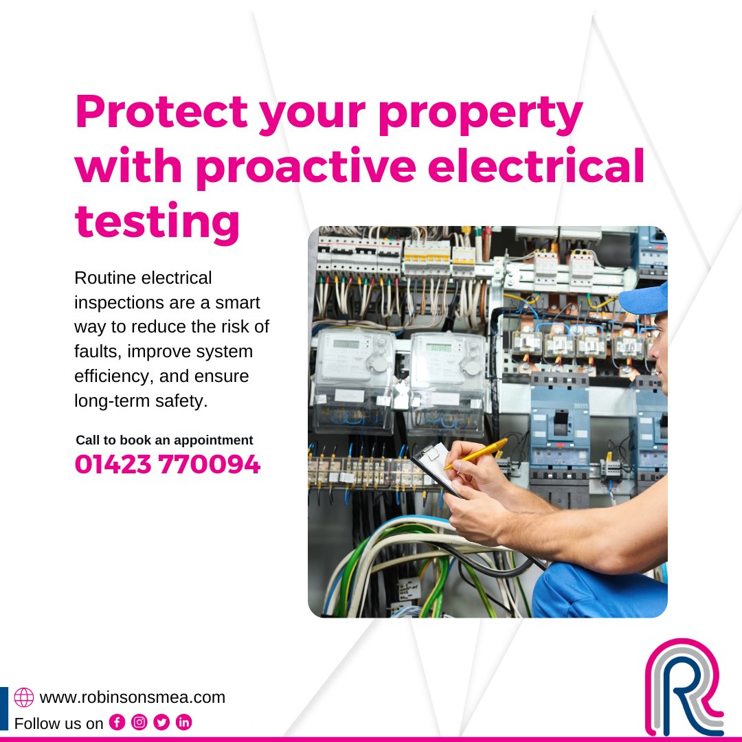 robinsons_mea's tweet photo. ⚡Stay ahead of #electrical problems before they happen.🔧

Regular electrical testing helps identify potential issues before they become costly repairs or #safety hazards.

🌐Visit: https://t.co/ASPjuysvVZ
📞Call to book an appointment: 01423 770094 https://t.co/ehQ7y0ozoS