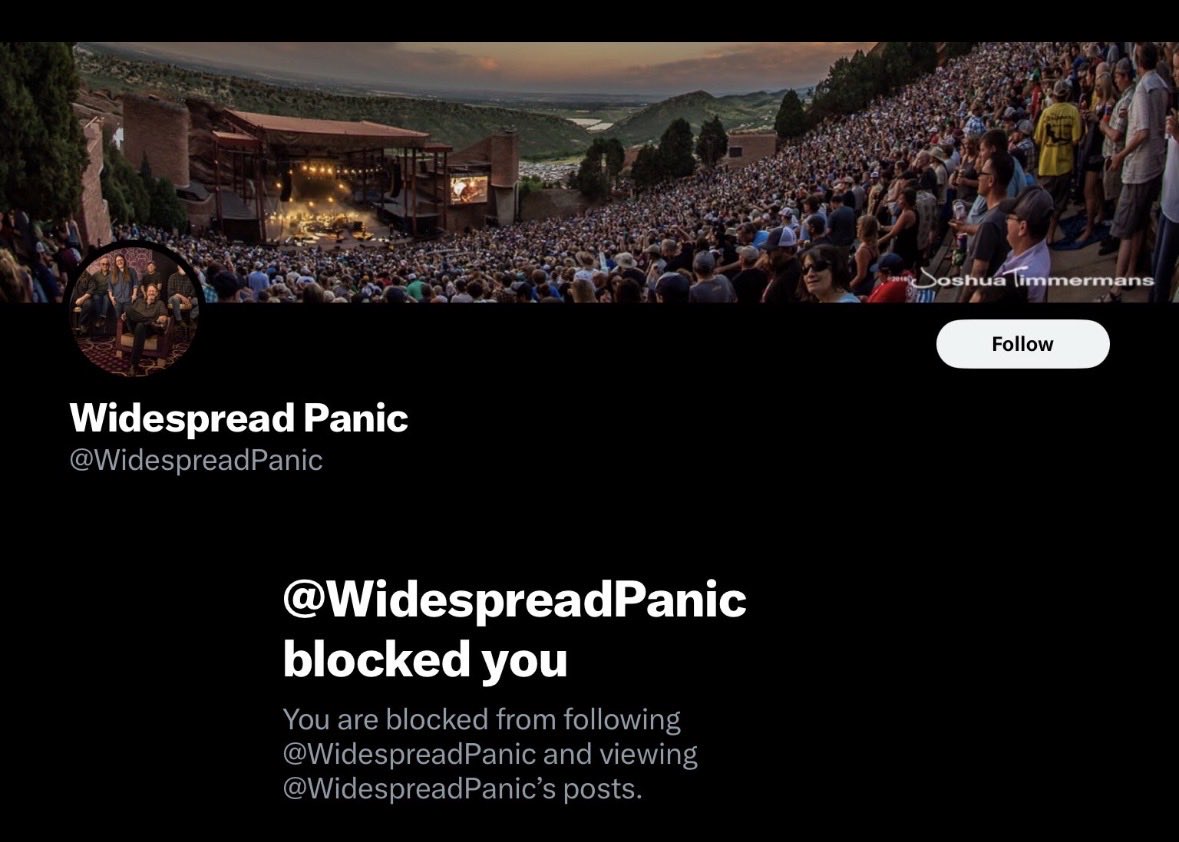 MovingP73543198's tweet photo. @EarthtoTami You had to be fully vaccinated to go to a #WidespreadPanic concert in Asheville in 2021. When I asked a question about it, because it would have been a 10 hour drive one way, instead of answering a simple question because I was confused: they blocked me 👀 #WidespreadButtCheeks https://t.co/bJtrAdXzTJ
