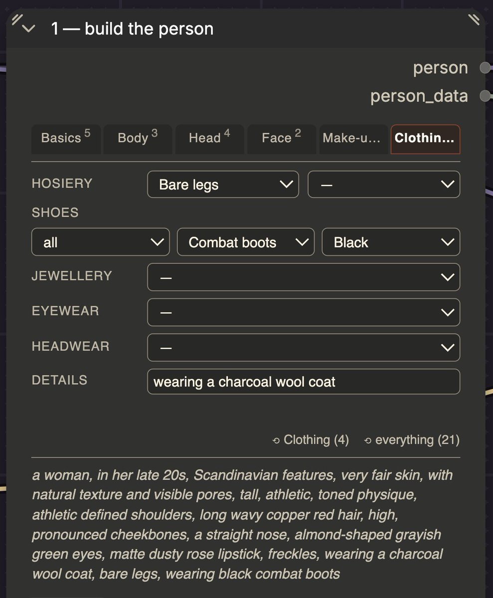 SD_Tutorial's tweet photo. ComfyUI 📸Photoshoot 

Describe a person once, then vary camera, pose, mood and ratio across 40 images with 44 fields — body, face, hair, make-up, clothing — and saves them under a name.

Supported on Krea 2, Flux, SD 3.5, SDXL, SD1.5 Qwen-Image

👇🧐
https://t.co/aaLfctlnDr https://t.co/hNwyppdHmf
