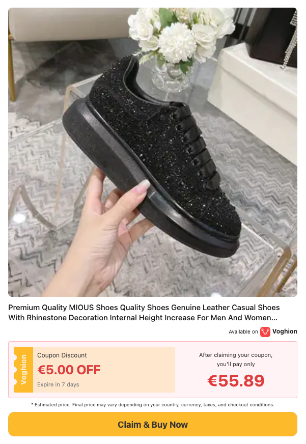 Marktz6j's tweet photo. Premium Quality MIOUS Shoes Quality Shoes Genuine Leather Casual Shoes With Rhinestone Decoration Internal Height Increase For Men And Women Couples
New to Voghion? Download the App &amp; Get €99 in Coupons!

https://t.co/Y26mNTm48K https://t.co/PLNrKr3pEC