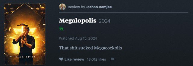 swagswagbruh1's tweet photo. Perhaps The Day Letterboxd Died was when they removed this review https://t.co/fMXDJ8fEzd