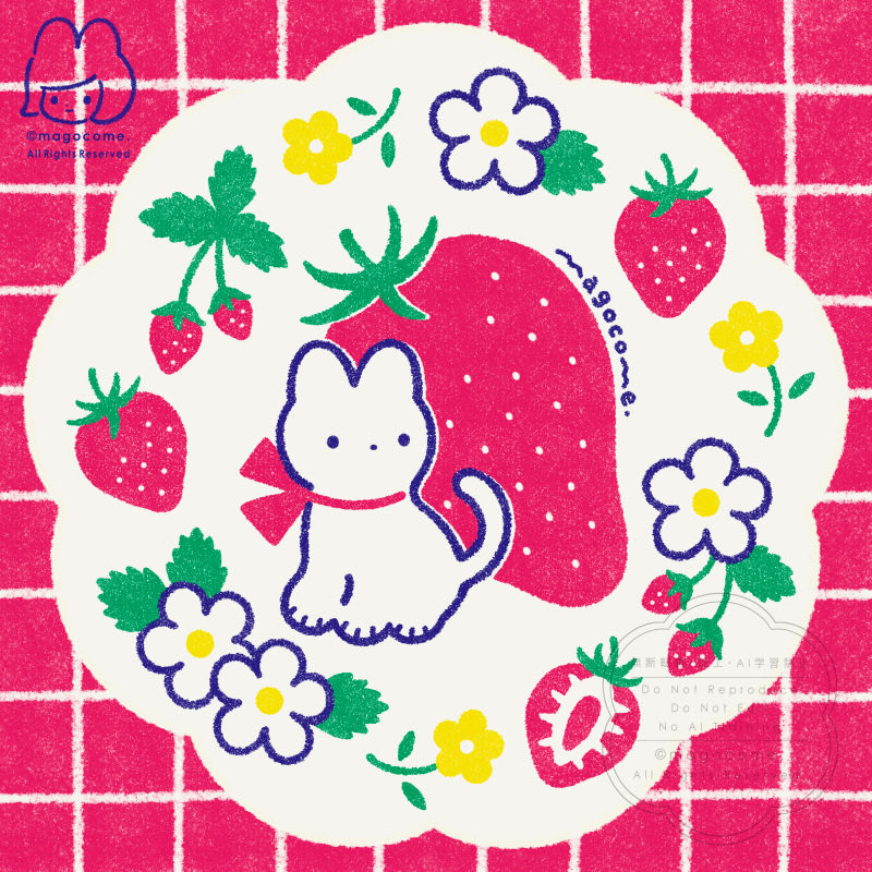 magocome_'s tweet photo. イチゴとイチゴのお花🍓🐈️

#illustration #イラスト https://t.co/fWNg7nExsT
