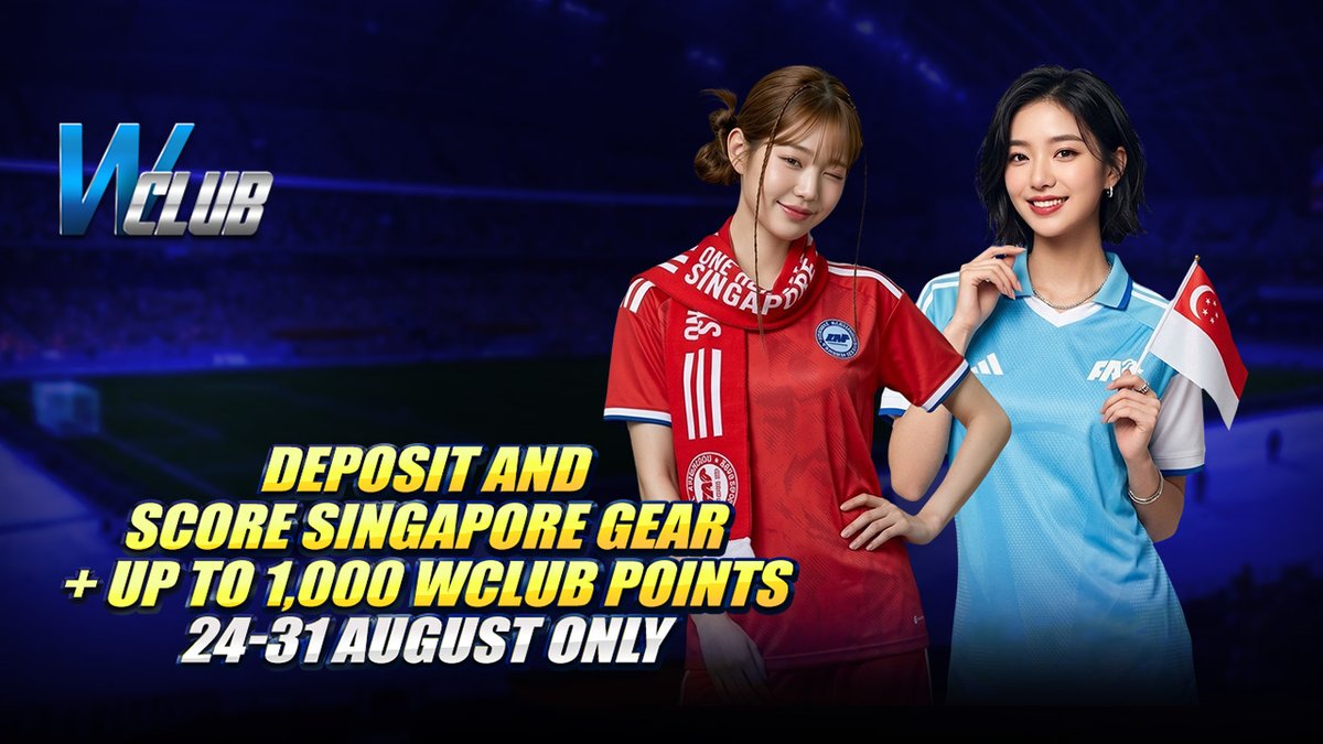 wclubsg666's tweet photo. πΈπ¬β½ Score Singapore Gear + #WClub Points!
From 24β31 Aug, unlock exclusive Singapore 2026/27 rewards:
πSG Scarf + 1,000 WClub Points
πHome Jersey + Scarf + 1,000 Points
π© Contact 24/7 CS for more details & to claim.
#CryptoCasino #igaming #freecredit #sg #sgjersey https://t.co/q3f297IcQ1