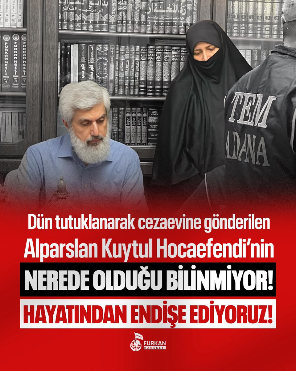 gaziantepfrkn's tweet photo. Dün tutuklanarak cezaevine gönderilen
Alparslan Kuytul Hocaefendi'nin
NEREDE OLDUĞU BİLİNMİYOR!

HAYATINDAN ENDİŞE EDİYORUZ!

AlparslanHoca Nerede https://t.co/R6alGbaxJC