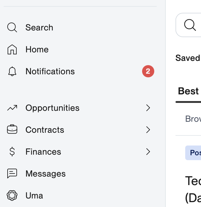EraFreelance's tweet photo. Upwork cambió su interfaz. ¿Qué les parece la nueva versión con las notificaciones y el menú del lado izquierdo? 👀 https://t.co/JgJFeoLkTW