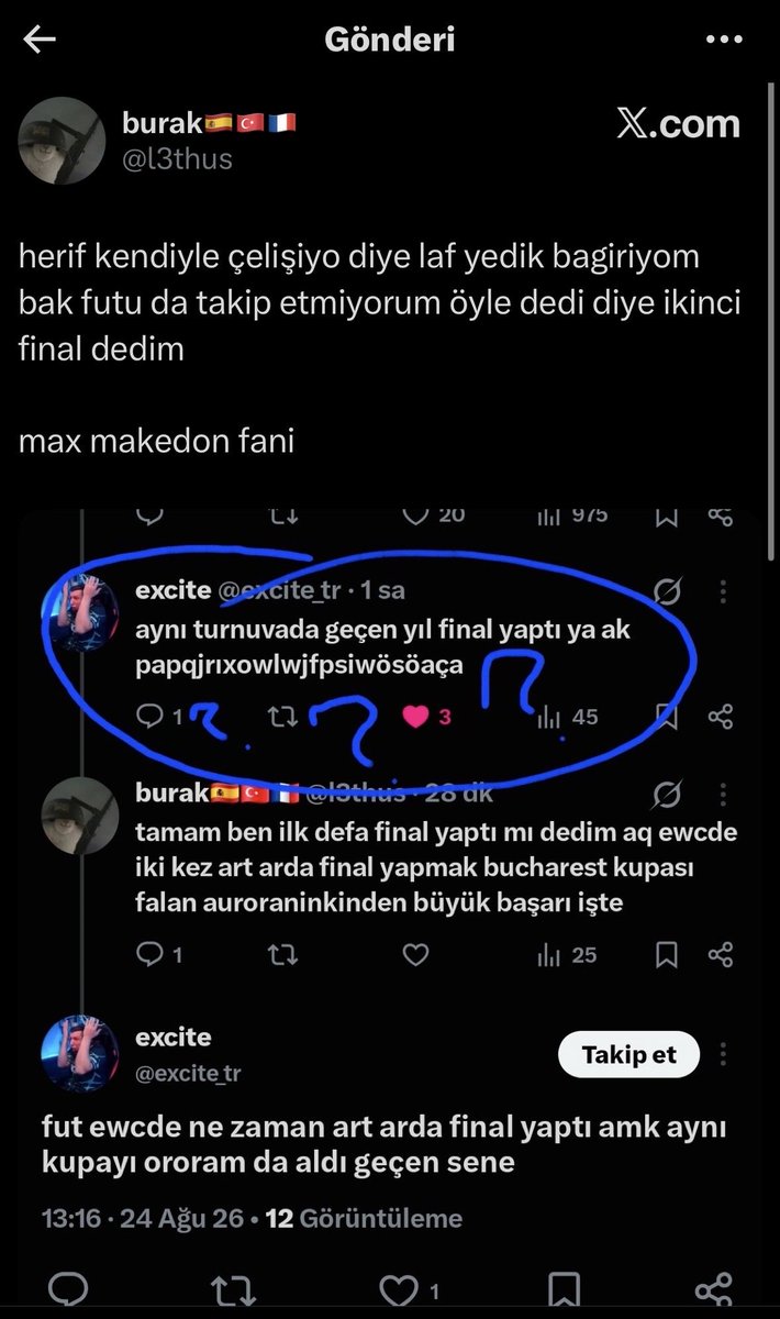excite_tr's tweet photo. Ya numuneliksiniz amk yemin ediyorum ororam final yapmış diğeri de futun şu anki corela ilk maçı ororam final yaptığı zaman ogye domalıyormuş bilmiyorsanız bari konuşmayın amk bir de engellemiş @w1zn_ @l3thus https://t.co/ulDrsbex8L