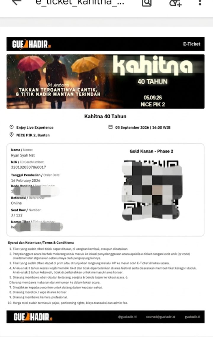 Artauliae's tweet photo. ‼️ WTS Jual Tiket Konser Kahitna 40 Tahun⚡ 

🎟️ Ready Gold Kanan | 2tix
📆 5 Sep 2026 - PIK
💵 @ 650k/tix

❎ No COD berhalangan hadir
✔️ 100% Trusted | Bisa kirim eticket duluan, payment setelahnya **

📩 DM / WA
085176870521

t. wtb beli zonauang zonajajan https://t.co/mP7vERdYlX