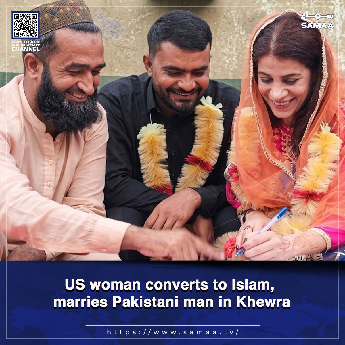 SAMAATV's tweet photo. Three-year social media friendship turns into love and marriage
Read more: https://t.co/hnC0XUUQQy
#SamaaTV #Khewra #Pakistan #USWoman https://t.co/oGPFMFHArC