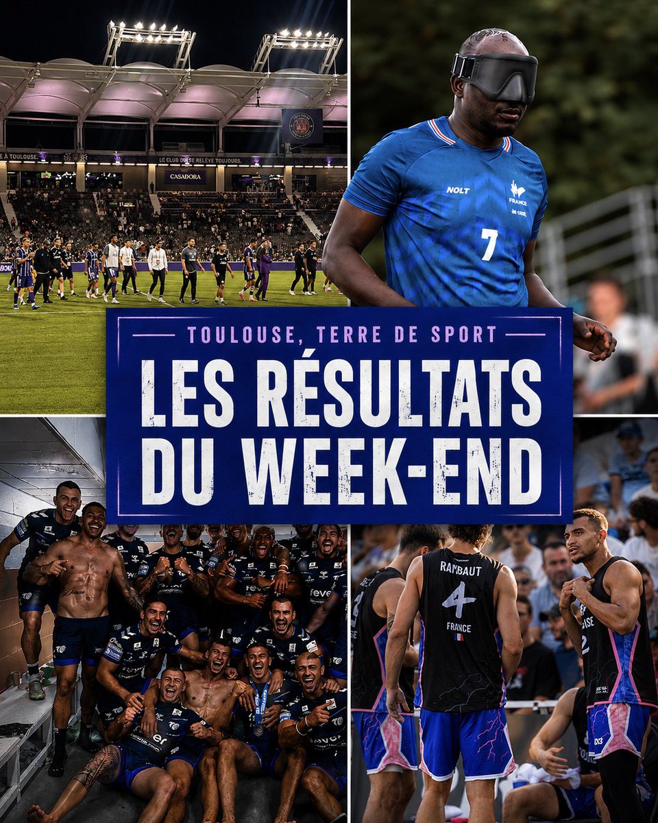 Axel_psk's tweet photo. 🏆 Encore un week-end bien rempli pour le sport toulousain : Stormers finalistes en 3x3, Stade Toulousain féminin titré, un Toulousain champion d’Europe de cécifoot, victoire du TO XIII et défaite du TFC. #Toulouse #Sport https://t.co/5kHYRLZvfT