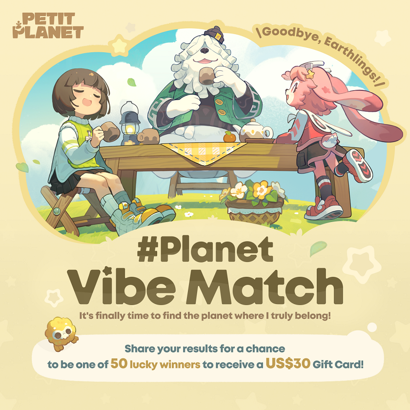PetitPlanetGame's tweet photo. ＼ Goodbye, Earthlings! ／
I think I need a little break from life on Earth.
Maybe it's finally time to find the planet where I truly belong!
Answer the questions below to find the perfect Neighbor for your new life on the planet. You'll even get a special message from them!
